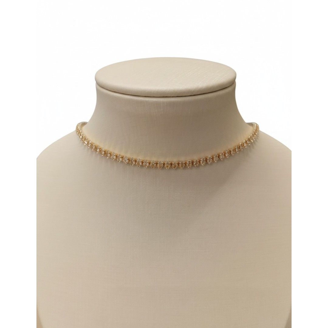 Colar Choker riviera cravação de pedra navete